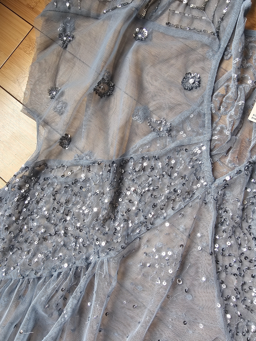 Anthropologie Sheer Embellished Sky Blue Tunic Top - Picture 5 of 6